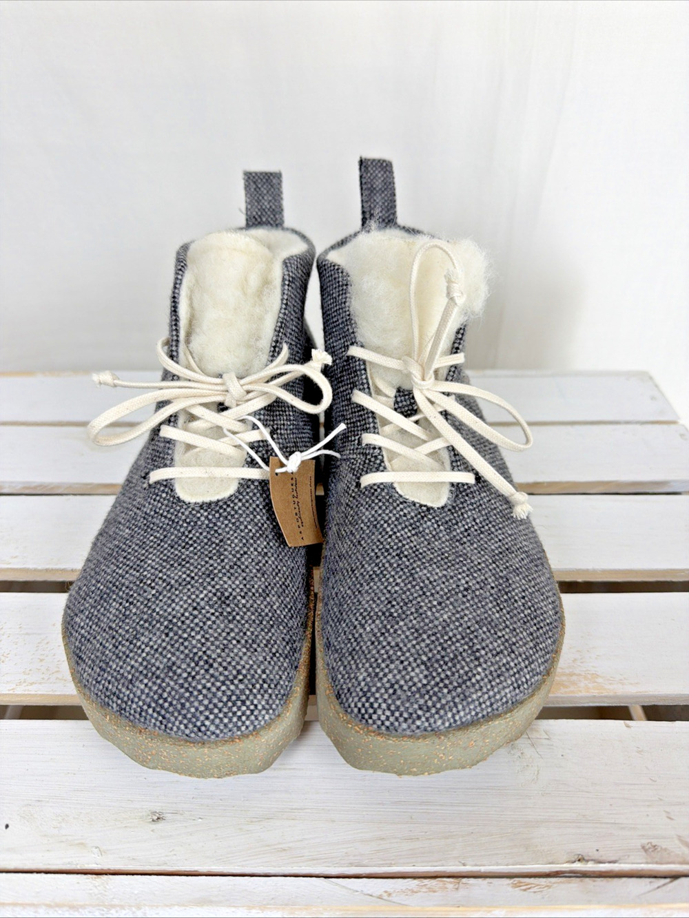 NWT Bos Co Cake ASPORTUGUESA Gray Wool Lace Up Chukka Boots #1067 Size EU 37